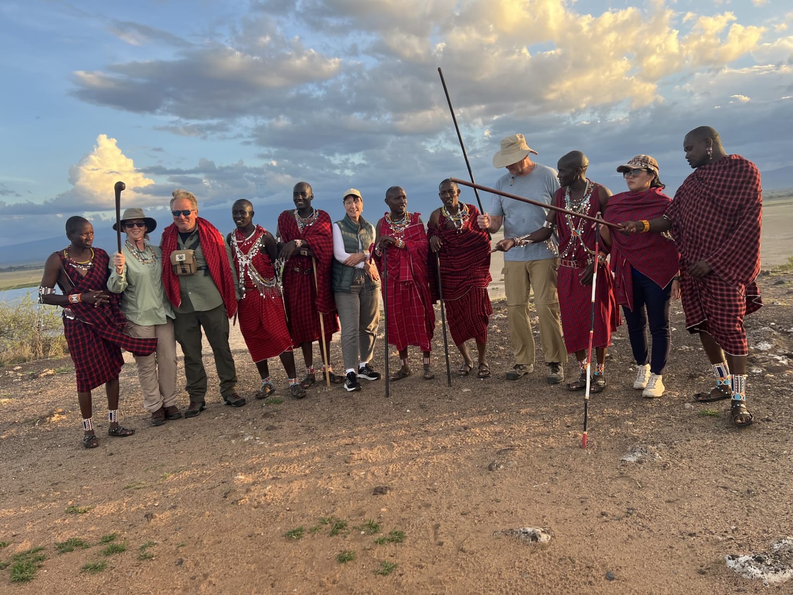 Maasai warriors welcoming a safari group