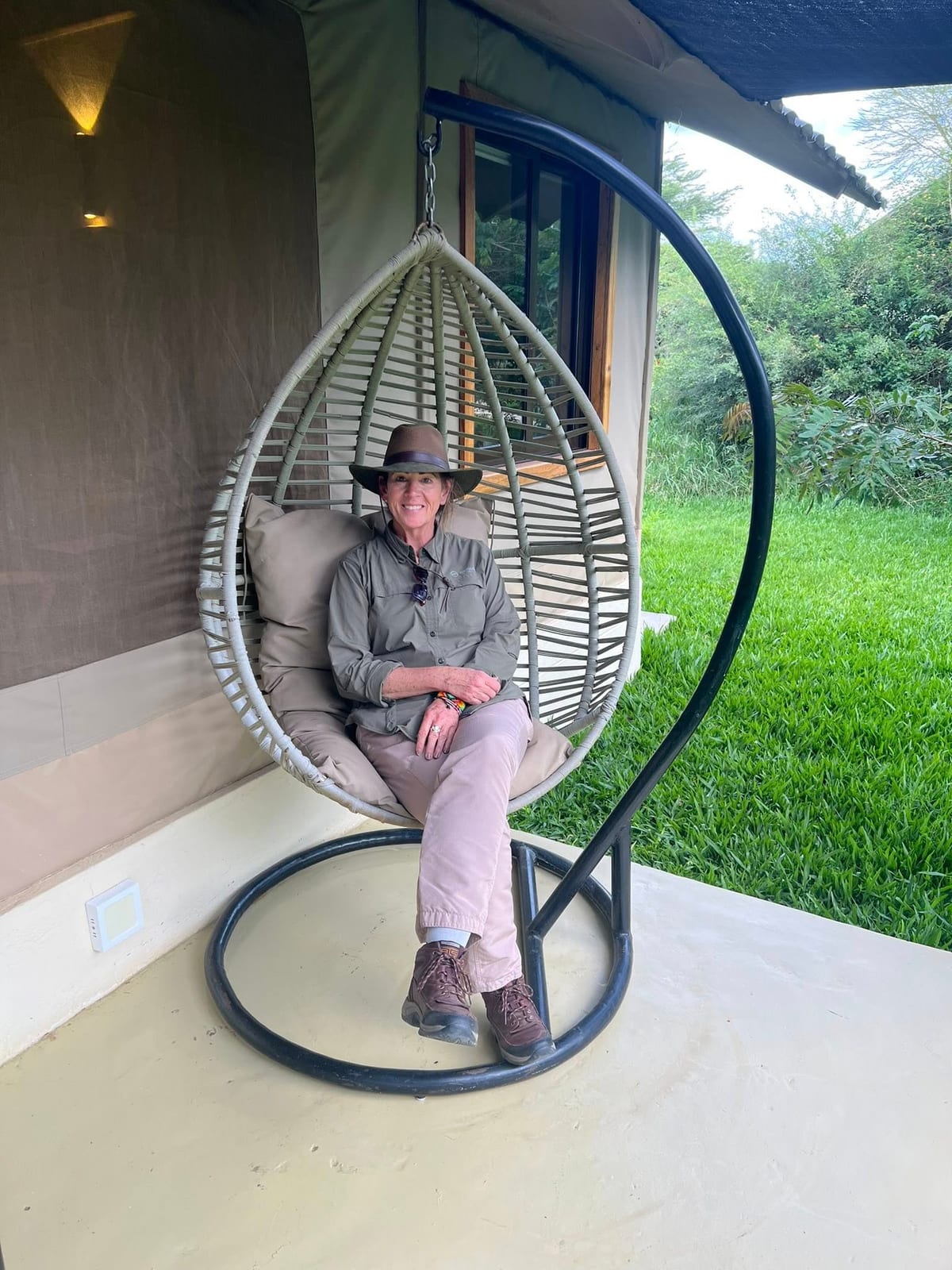 Nancy at a tented safari camp