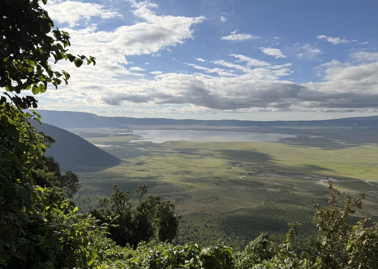 Looking down into the Ngorongoro Crater from the rim