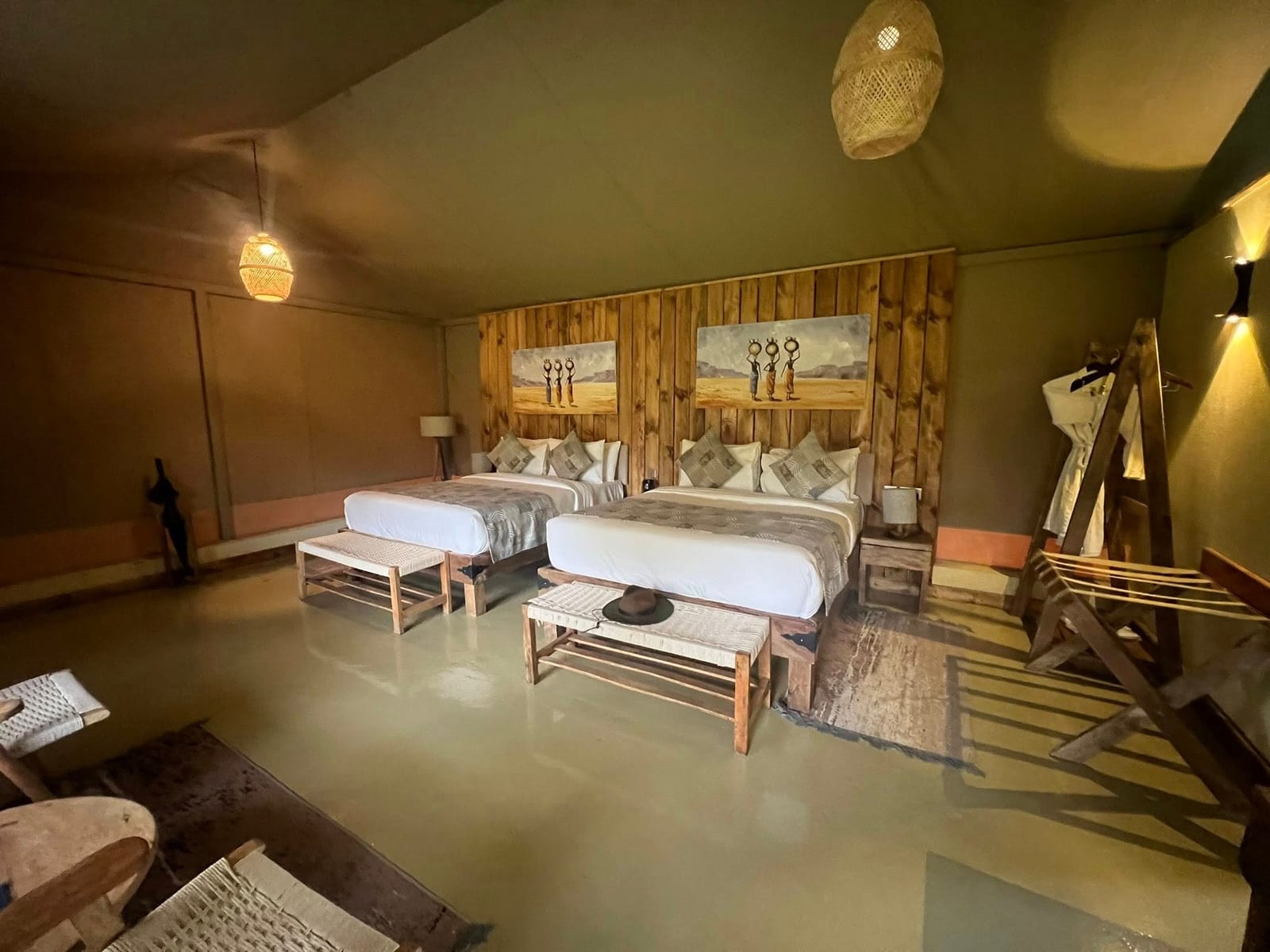 Interior of a luxury tented camp